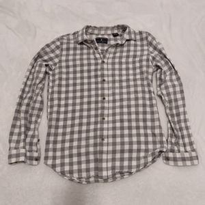 Northwest Wood Button Down Size Small Plaid Gray White